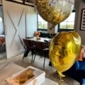 Birthday Balloons in gold with cupcakes from BAKEDbyTAnya