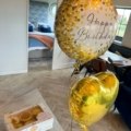 Birthday Balloons in Gold with Cupcakes from BAKEDbyTanya& Cupcakes