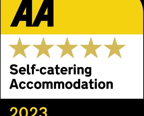 AA logo showing 5 stars for self catering accommodation